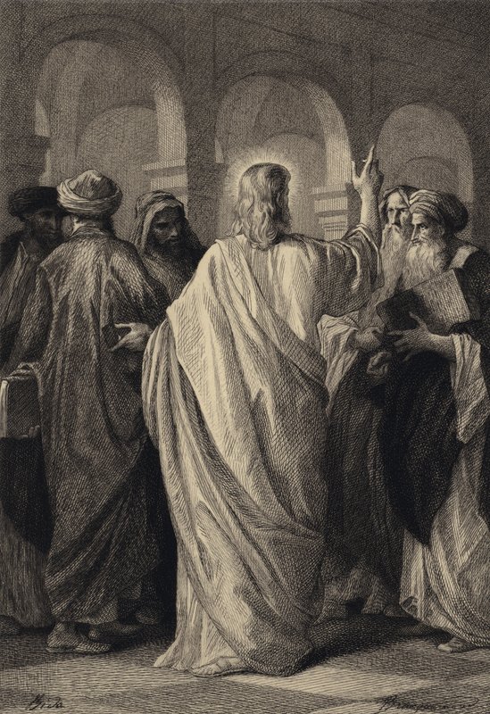 Jesus spricht mit den Gelehrten von after Albert Robida