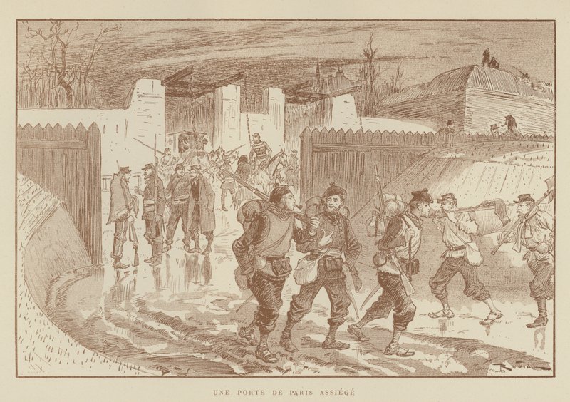Ein Tor von belagertem Paris von after Albert Robida
