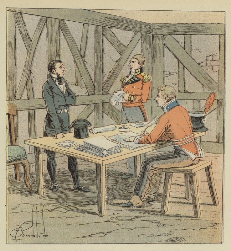Hudson-Lowe verhört Las-Cases von after Louis Charles Bombled