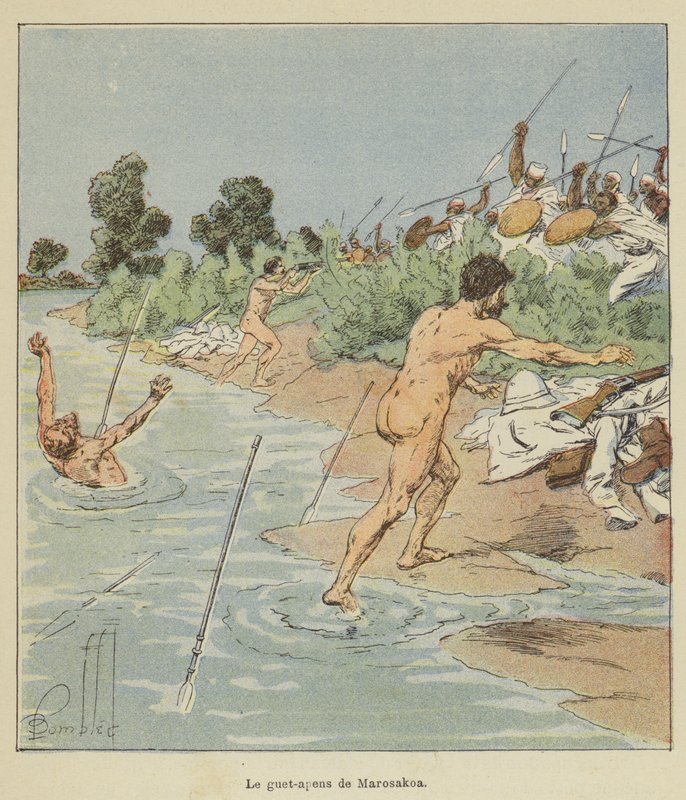 Der Hinterhalt von Marosakoa von after Louis Charles Bombled