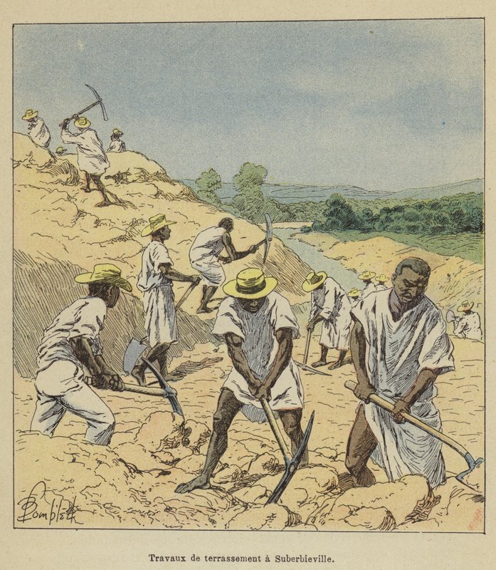 Erdarbeiten in Suberbieville von after Louis Charles Bombled