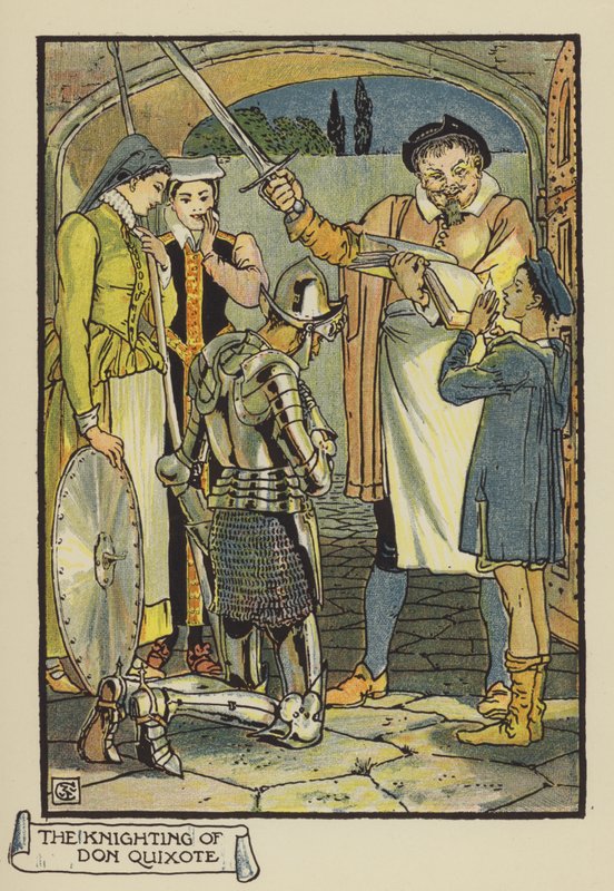 Die Ritterschlagung von Don Quixote von after Walter Crane